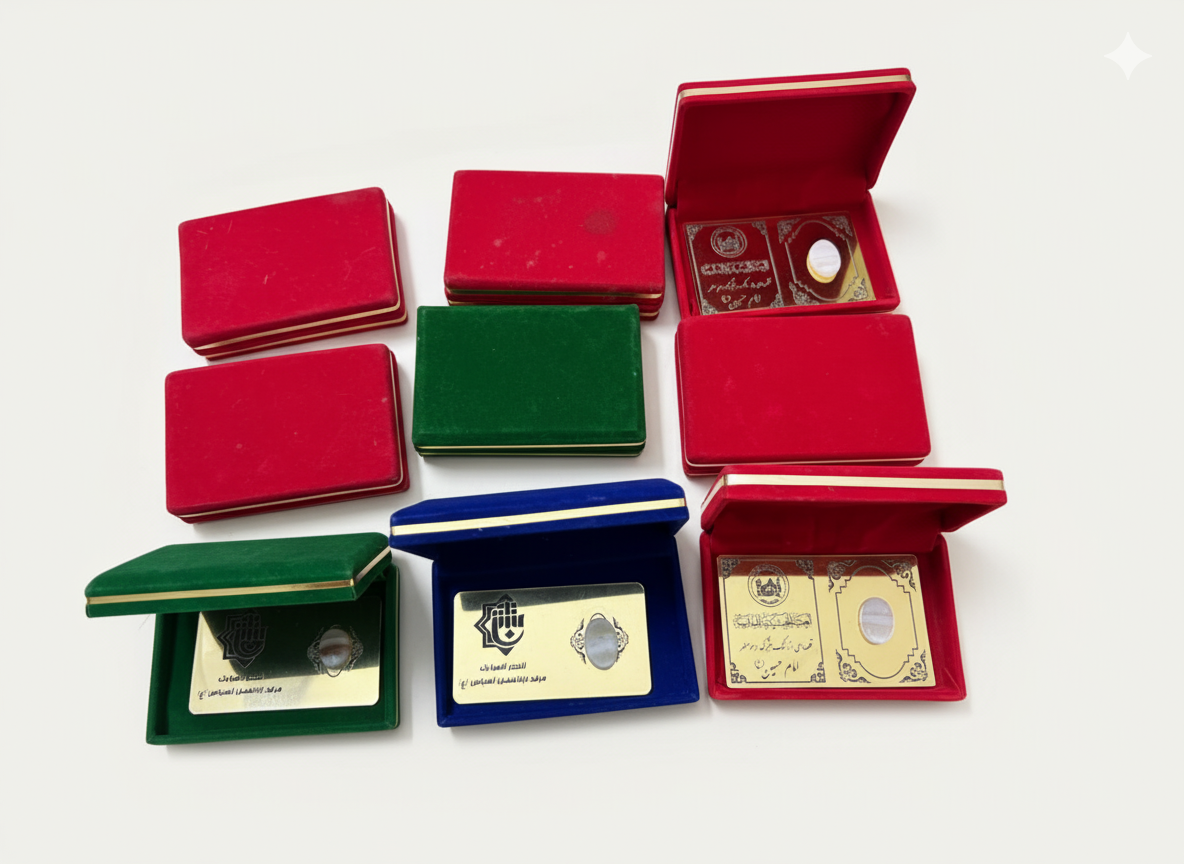 Haram Stone of Imam Hussain (A.S) & Hazrat Abbas (A.S) – Tabarrukat Stone in Velvet Gift Box 💫